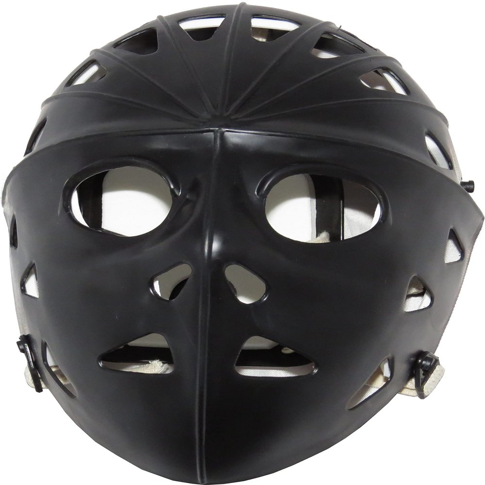 MyLec Pro Goalie Mask, Youth Hockey, High-Impact, Ventilation Holes & Adjustable Elastic Straps, Secure Fit, Halloween Mask (Black,Medium)