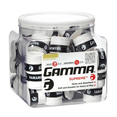 GAMMA Sports Supreme Overgrip for Tennis, Pickleball, Squash, Badminton, and Racquetball Racquets, 60-Jar, White