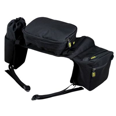 TrailMax Compact Pommel Pocket Horse Saddle Bag; English Front Pocket Horse Saddle Bag w/Water Bottle Sleeve; Endurance/Australian Saddle Bags for Trail Riding; Black
