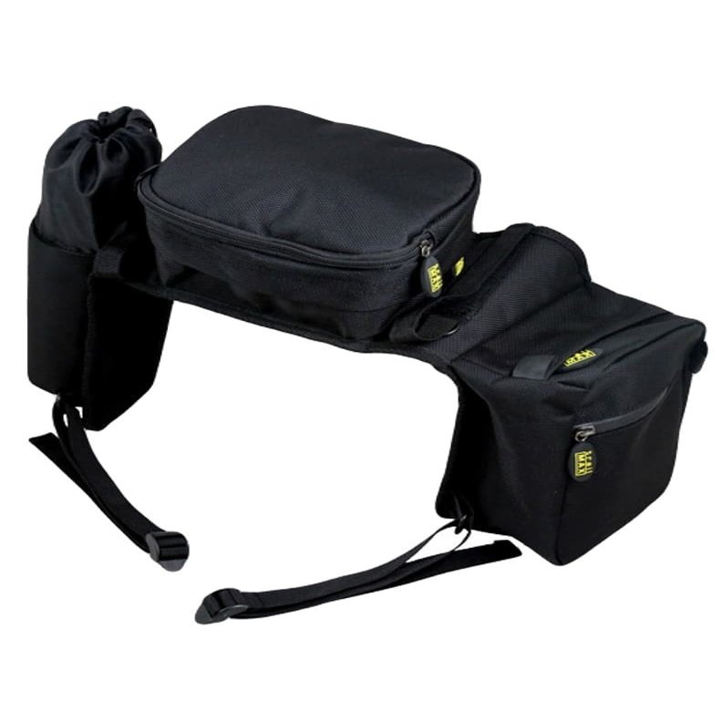 TrailMax Compact Pommel Pocket Horse Saddle Bag; English Front Pocket Horse Saddle Bag w/Water Bottle Sleeve; Endurance/Australian Saddle Bags for Trail Riding; Black