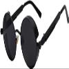 OWL Steampunk Retro Gothic Vintage Hippie Matte Black Metal Round Circle Frame Sunglasses Black Lens view 1