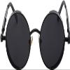 OWL Steampunk Retro Gothic Vintage Hippie Matte Black Metal Round Circle Frame Sunglasses Black Lens view 2