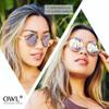 OWL Steampunk Retro Gothic Vintage Hippie Matte Black Metal Round Circle Frame Sunglasses Black Lens view 3