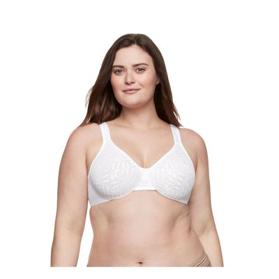 Olga womens Sheer Leaves Underwire Minimizer bras, White, 36C US