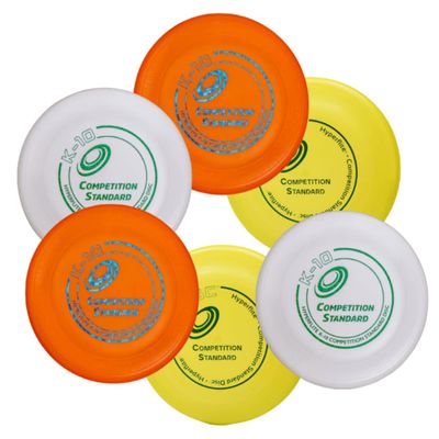 Hyperflite K-10 Competition Standard Dog Disc (6 Pack) - Assorted Floating Frisbee for Dogs - Large Canine Plastic Discs for Ultra-Long Flights - Flying Disc Toy for Secure Gripping - 8.75