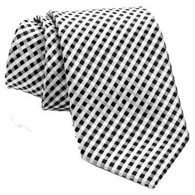 Neckties By Scott Allan - Black and White Men's Checkered Tie