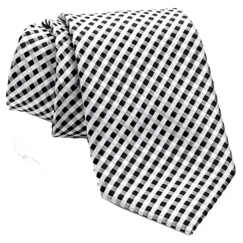 Neckties By Scott Allan - Black and White Men's Checkered Tie