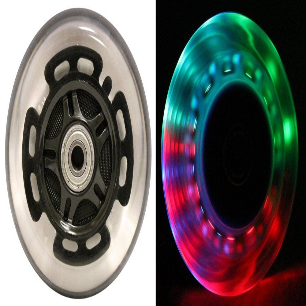L.E.D. Scooter Wheels with ABEC 9 Bearings for Razor Scooters 100mm Light Up 2-Pack (Black)