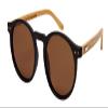 EDGEIWEAR Round Horn Rimed Bamboo Sunglasses Wood Women Polarized Lens 541006BM-FLP1(M.BLK.sd2) view 1