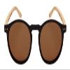 EDGEIWEAR Round Horn Rimed Bamboo Sunglasses Wood Women Polarized Lens 541006BM-FLP1(M.BLK.sd2) view 2