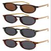EDGEIWEAR Round Horn Rimed Bamboo Sunglasses Wood Women Polarized Lens 541006BM-FLP1(M.BLK.sd2) view 3