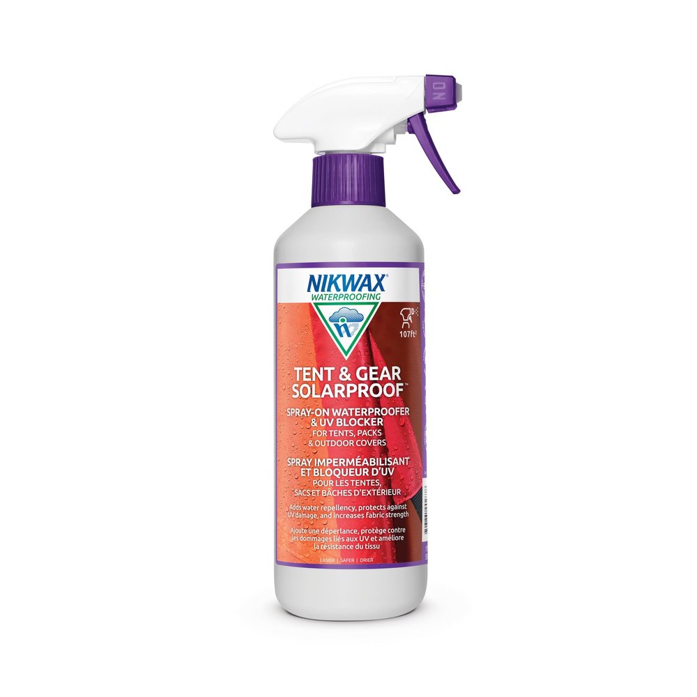 Nikwax Tent & Gear, Tent & Gear Solarproof, 500ml, Spray Waterproofing and UV Protector, Rain Protector, Restores DWR Water Repellency on Outdoor Fabric, Rain Fly, Canvas, Backpacks