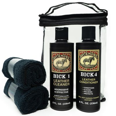 Complete Leather Care Kit | Leather Cleaner, Conditioner, 2 Cloths | Bick 1 & Bick 4 | Won't Darken Leather | Made in the USA | Non-Toxic, Family Safe | For Shoes, Bags, Furniture, All Leather