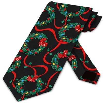 Three Rooker Christmas Wreath Neck Ties Mens Holiday Necktie