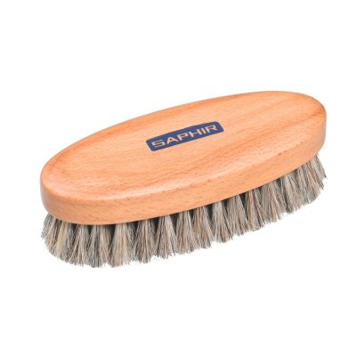 SAPHIR Oval Horsehair Brush - Shoe Polish - for Cleaning, Polishing & Buffing Leather Shoes - Brown Bristles - 5 (13.5cm)