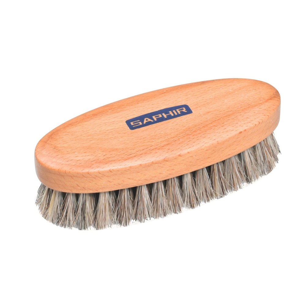 SAPHIR Oval Horsehair Brush - Shoe Polish - for Cleaning, Polishing & Buffing Leather Shoes - Brown Bristles - 5 (13.5cm)