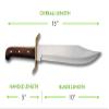 Classic Wood Bowie Knife 15 Stainless Steel Blade Wooden Handle view 4