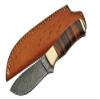 SZCO Supplies 8.5" Stacked Leather Damascus Skinner view 1