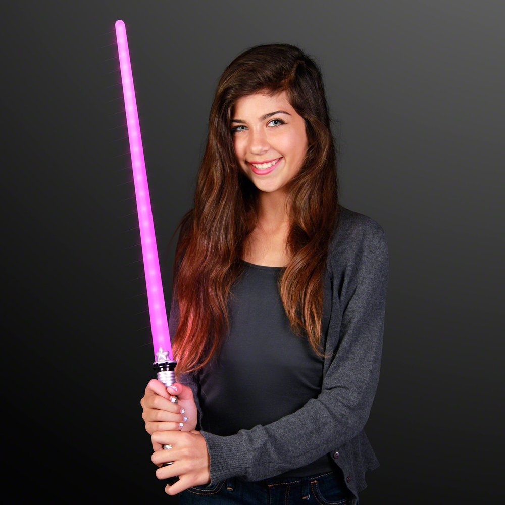 FlashingBlinkyLights Pink LED Light Saber Sword (Set of 3)