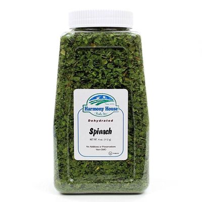 Harmony House Dried Spinach Flakes  Dehydrated Vegetables For Cooking, Camping, Emergency Supply and More (4 oz, Quart Jar)