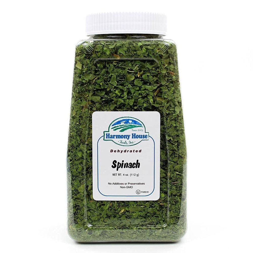 Harmony House Dried Spinach Flakes  Dehydrated Vegetables For Cooking, Camping, Emergency Supply and More (4 oz, Quart Jar)