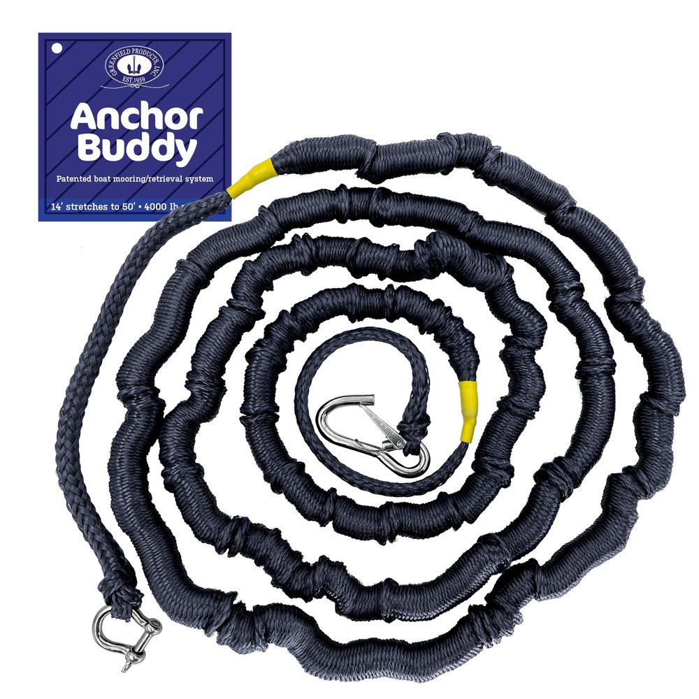 Greenfield Anchor Buddy, The Original Bungee Anchor Line for Boats. 14ft to 50ft Stretch. Elastic Anchor Rope, Bungee Anchor Line.
