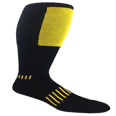 MOXY Socks Black with Yellow The Deadlift Block Athletic Knee-High Fitness Socks Compression Lifting Socks for Men & Women Shin Protection, Locked-In Fit & Durable Performance