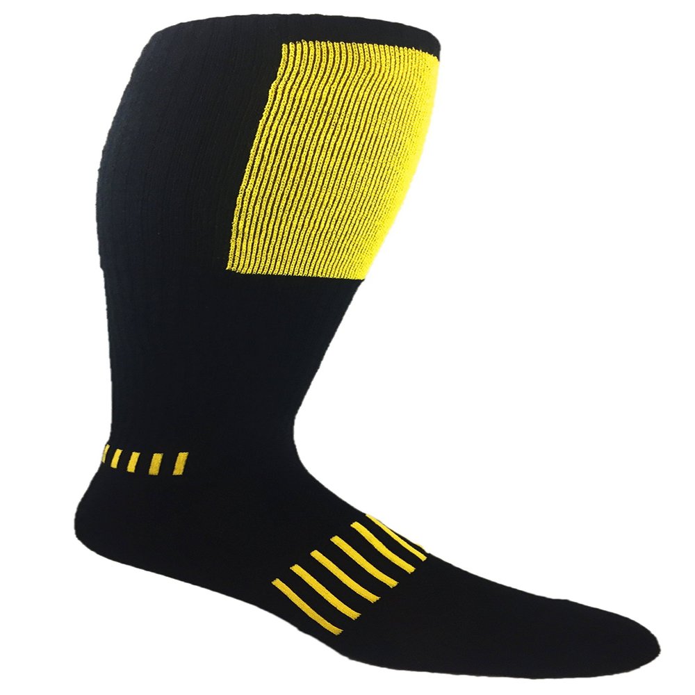 MOXY Socks Black with Yellow The Deadlift Block Athletic Knee-High Fitness Socks Compression Lifting Socks for Men & Women Shin Protection, Locked-In Fit & Durable Performance