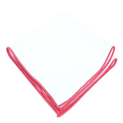 Flairs New York Gentleman's Essentials Weekend Casual White Pocket Square (White/Coral Red)