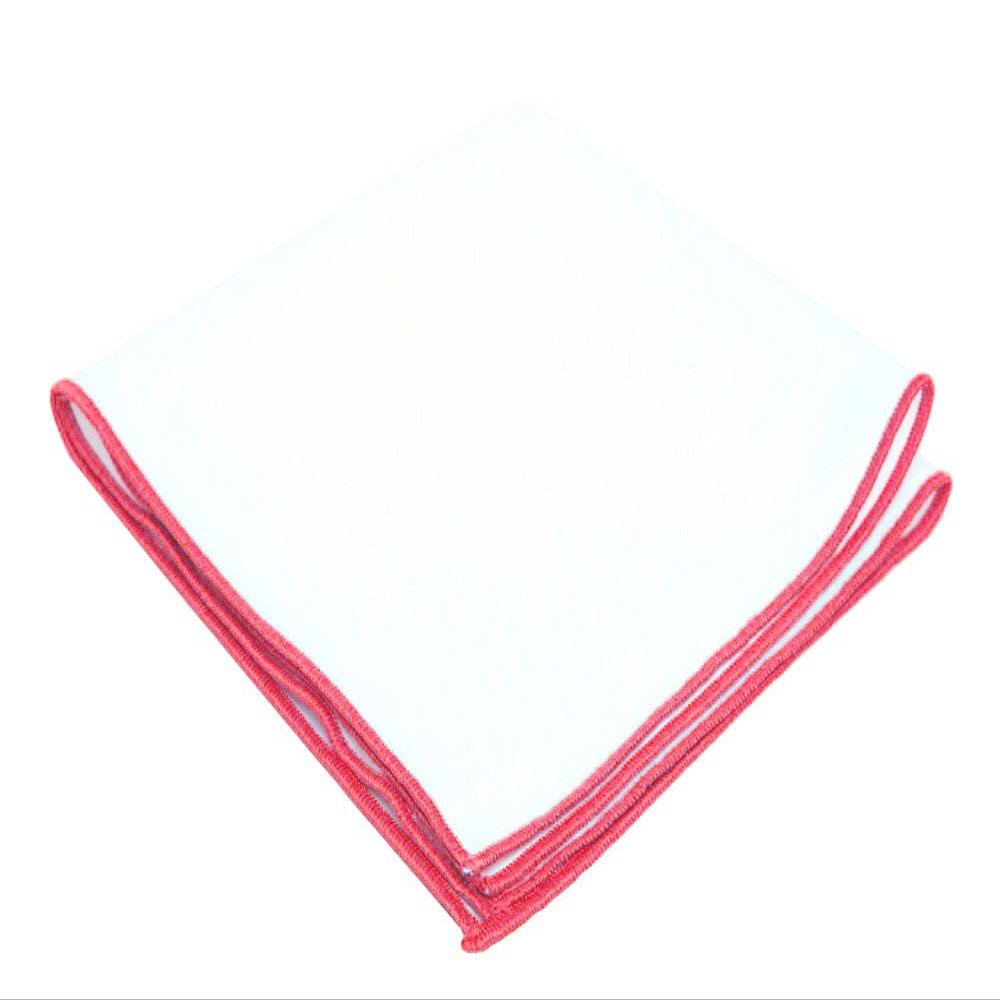 Flairs New York Gentleman's Essentials Weekend Casual White Pocket Square (White/Coral Red)
