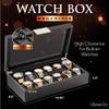 Glenor Co Watch Box for Men - 12 Slot Luxury Carbon Fiber Design Display Case, Large Holder, Metal Buckle - Black view 2