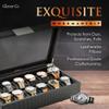 Glenor Co Watch Box for Men - 12 Slot Luxury Carbon Fiber Design Display Case, Large Holder, Metal Buckle - Black view 3