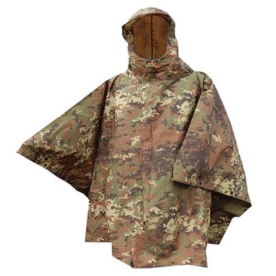 CamoOutdoor Men's Waterproof Hooded Ripstop Poncho Vegetato Woodland Universal Green