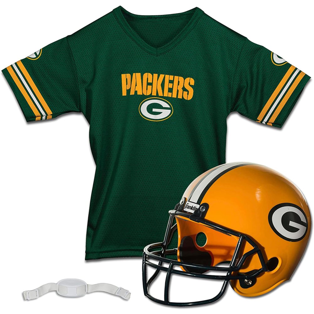 Green Bay Packers Youth NFL Helmet and Jersey Set