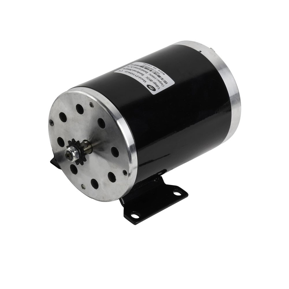 Alfa Wheels Electric Motor 48 Volt DC 1000 Watt with Base for Scooter Bike Go-Kart Mini Bikes Model Numbers MY1020 ZY1020G Reversible with 11 Teeth Sprocket #25 Chain 6.35 Pitch