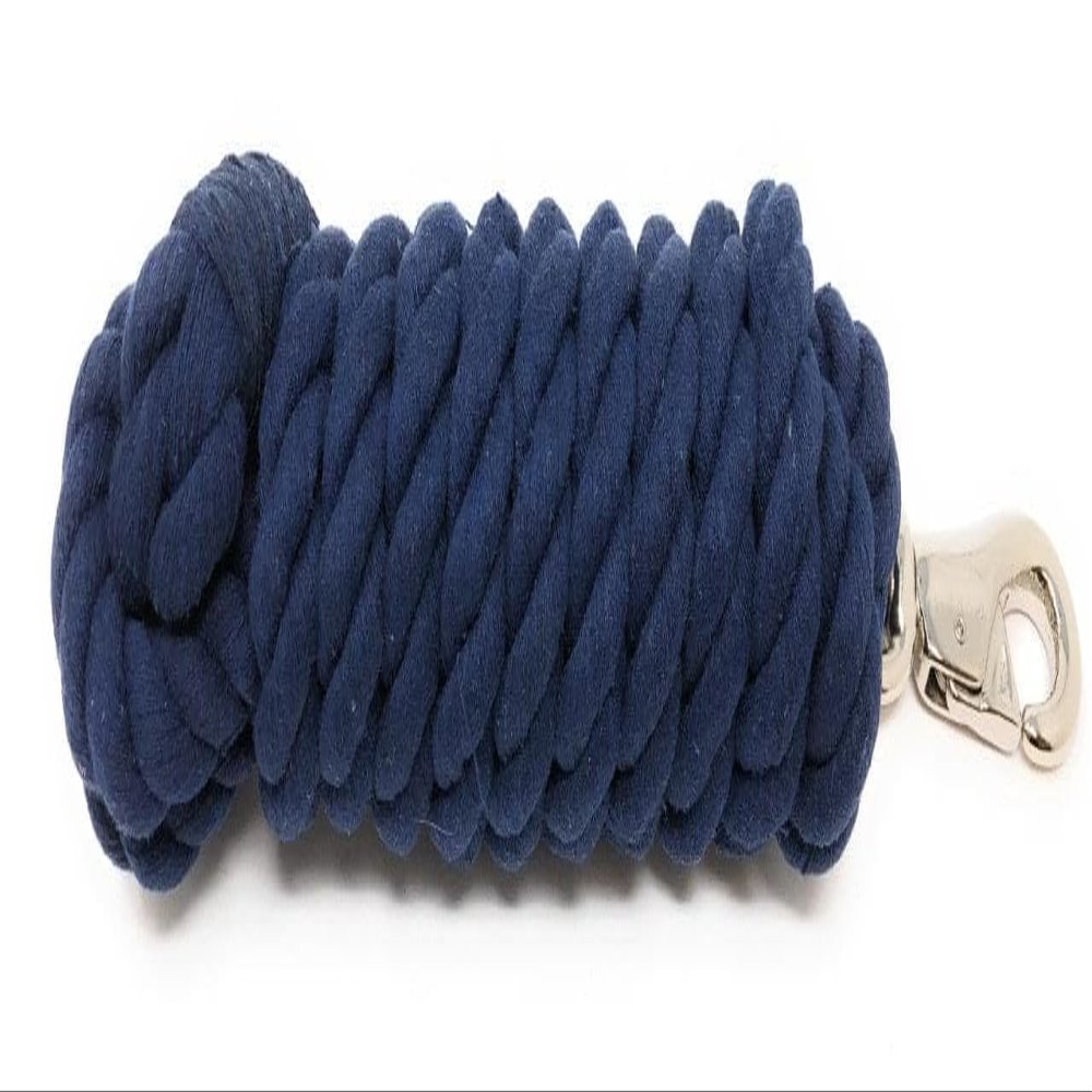 AJ Tack 10 Foot Cotton Lead Rope with Bull Snap Navy Blue