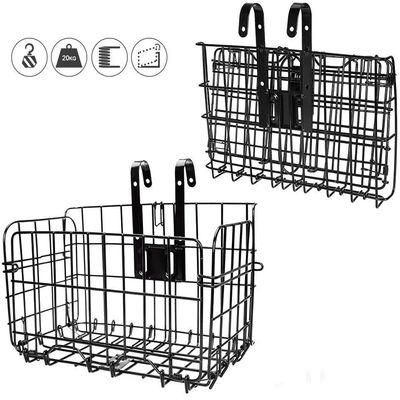 HOMEE Folding Rear Bike Basket Wire Mesh Fold-Up Detachable Front Bag Rear Hanging Bike Basket Bicycle Bag Cargo Rack for Mountain Bike Accessories Bike Frame Basket 1 Pack
