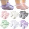 QandSweet Baby Girls' Eyelet Flower Socks Ankle Sock for Newborn Infant Toddlers Kids (1-2 Years, A-6 Colors) view 1