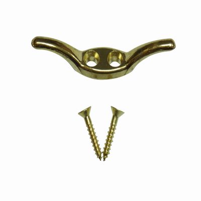 2 1/2" Bright Brass Cord Cleat with Matching Screws for Pleated Shades or Horizontal Blinds