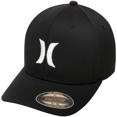 Hurley Men's One And Only Black Flexfit Hat, White, Large/X-Large