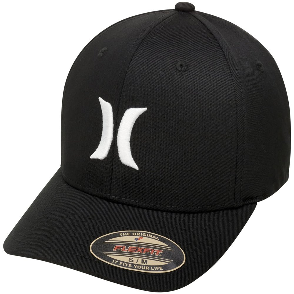 Hurley Men's One And Only Black Flexfit Hat, White, Large/X-Large