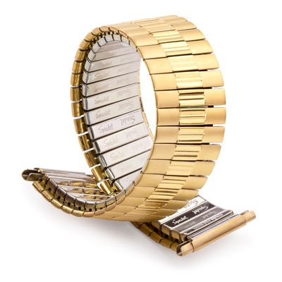 Speidel Mens Stainless Steel Comfortable Stretch Watch Band Gold Tone Tone Replacement Strap, 16-22mm, Straight End with No Clasp, Extra Long