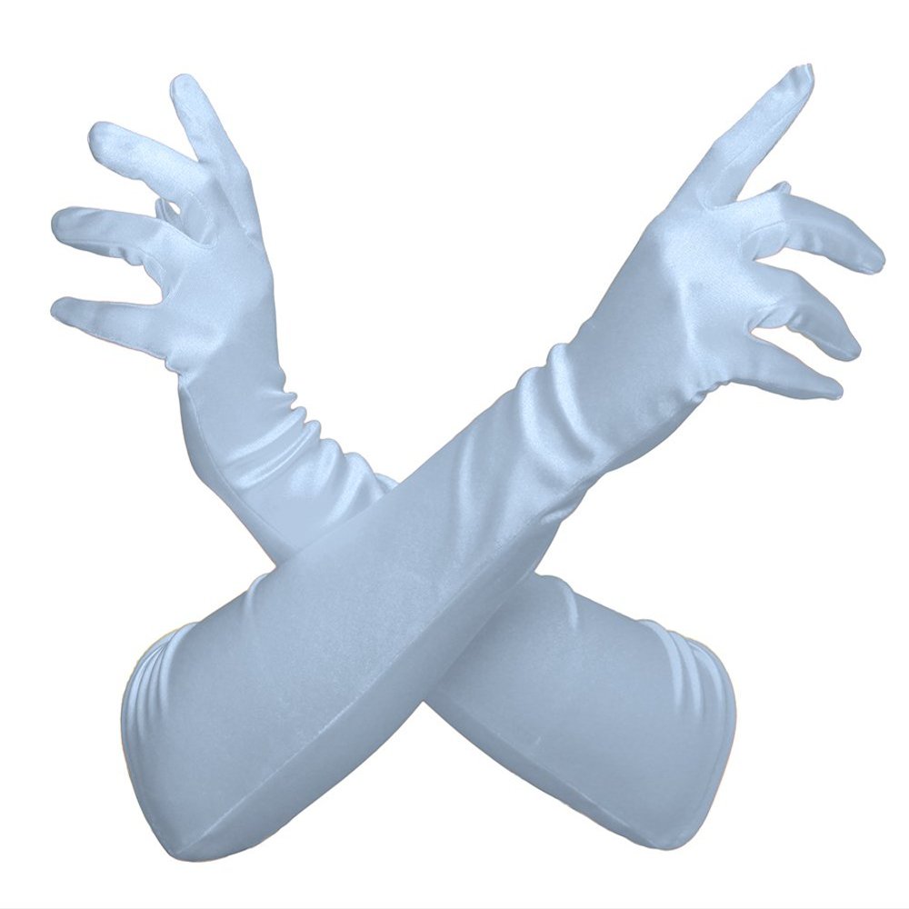 Gravity Threads 23" Inch Long Satin Opera Style Gloves Baby Blue