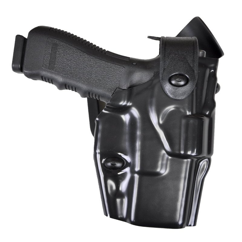 Safariland 6360 ALS/SLS Mid-Ride, Level 3 Retention Duty Holster, S&W M&P .45 w/o Safety, w/Sure Fire X300 Light, Mid-Ride, STX Hi-Gloss Black, Right Hand
