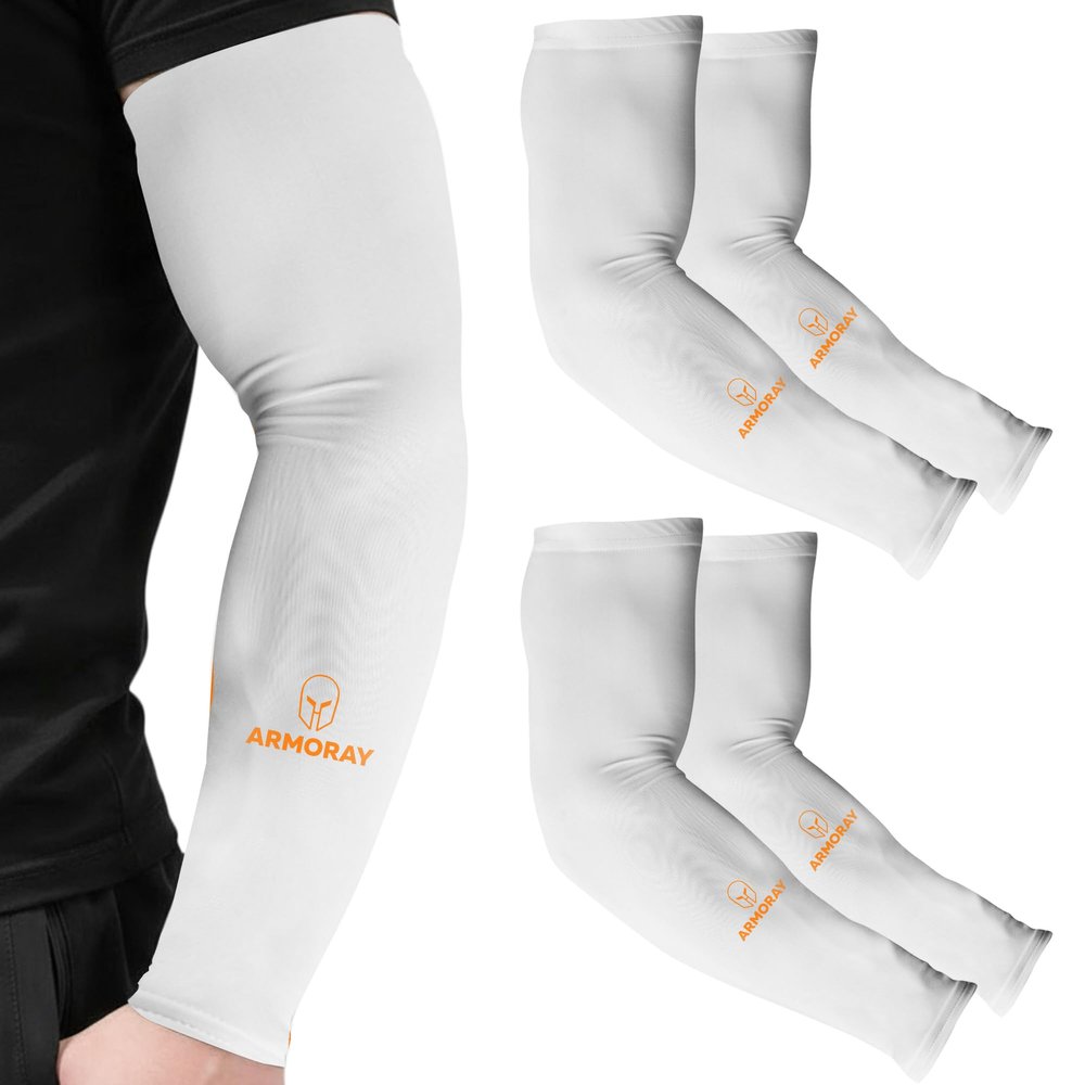 ARMORAY Arm Sleeves - Tattoo Cover Up & UV Protection - Unisex Adults - White - One Size Fits Most