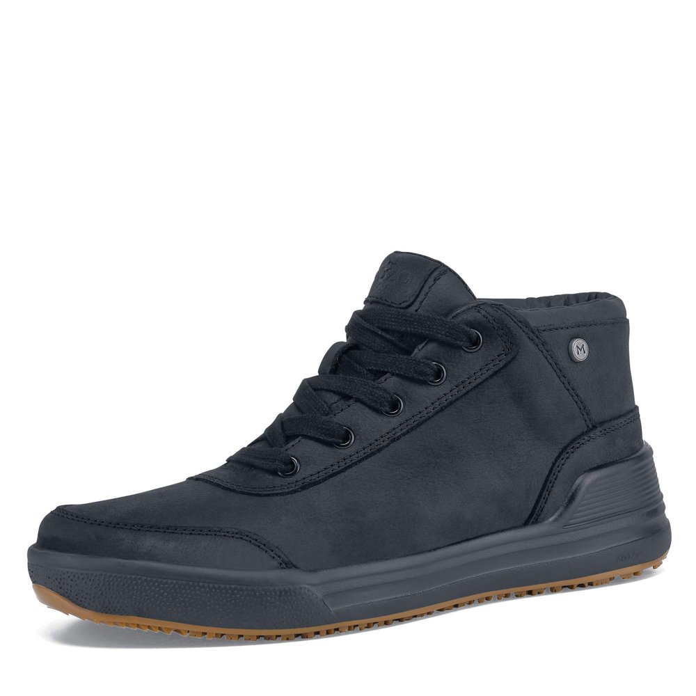 MOZO Men's Slip-Resistant Restaurant Shoes  Comfortable, Non-Slip High-Top Work Sneakers for Culinary Professionals, Kitchen Staff, Chefs - Natural, Black, 11