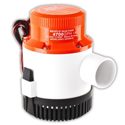 SEAFLO 01 Series 4700 GPH Bilge Pump  12V, 2" Outlet, Marine Submersible Pump, Anti-Airlock Protection, Snap-Off Strainer Base, CE & RoHS Certified  4-Year Warranty