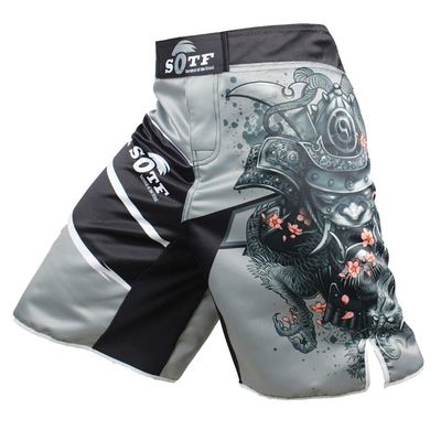SOTF Men's Gray Sports Pants Muay Thai Boxing Shorts MMA Shorts, Gry and Multicolor, Medium