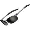 ATTCL Polarized Sunglasses for Men Sports: UV Protection Anti Glare Wrap Around Lightweight Metal Sun Glasses Driving Fishing Golf Running 8177 Gray view 1