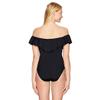 Trina Turk Women's Standard Off Shoulder Ruffle One Piece Swimsuit, Black/Key Solids, 4 view 2